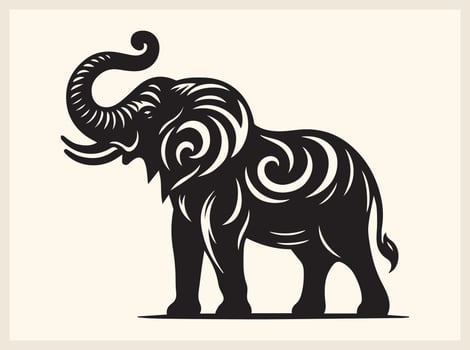 Majestic Elephant Silhouette with Large Ears and Trunk vector