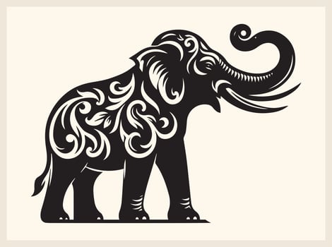 Elegant Elephant Silhouette Walking Through the Savannah vector