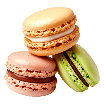Colorful Delicate Macarons Stacked on Each Other in Sweet Display png