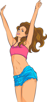 Sexy comic woman with a playful smirk and confident attitude. png