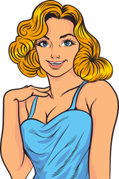 A beautiful retro girl with captivating eyes and a sweet smile in a light nightgown. png