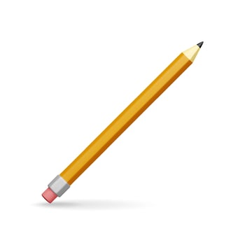 3D Black pencil with rubber eraser isolated on white. Render orange pencil icon. Stationery, office or school supply vector
