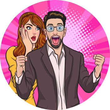 Retro style man and woman deal with important business message png