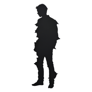 Silhouette of a Young Male Figure with Dynamic Poses against Black png