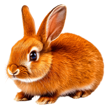 Cute and Fluffy Orange Rabbit Sitting on png