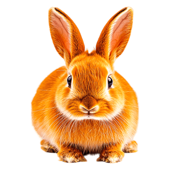 Cute fluffy rabbit with vibrant orange fur sitting calmly png
