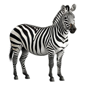 Realistic Zebra with Stripes in Natural Pose Against png