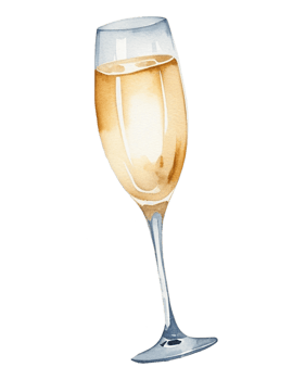 watercolor of a glass of champagne on a transparent background png