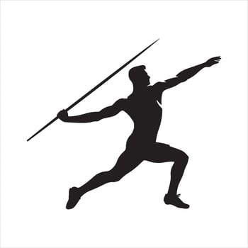 Javelin Thrower Sport black silhouette on white background vector