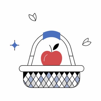 Picnic Basket with Red Apple Illustration Cute. vector