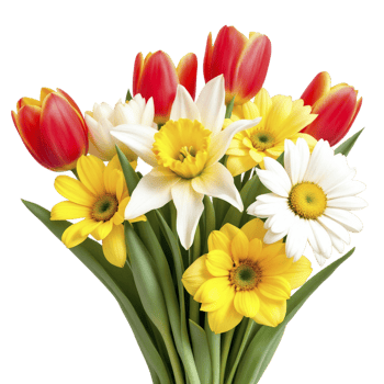 A bouquet of flowers is shown on a black background png