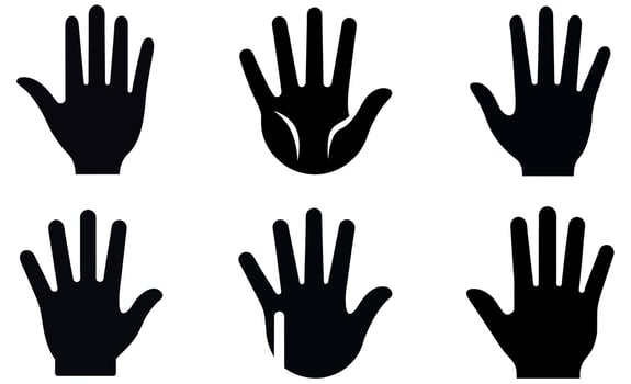 Silhouette Hand Icons set vector