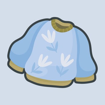 blue sweater with outline flat design. vector