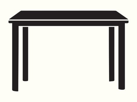 Black solid table silhouette against a white background vector