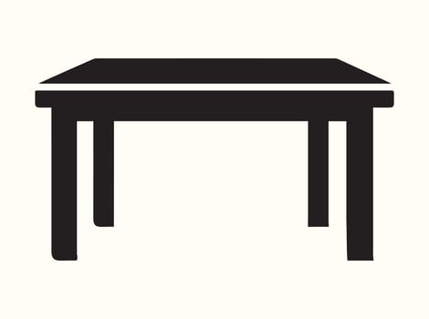 Minimalist black table silhouette isolated on white vector