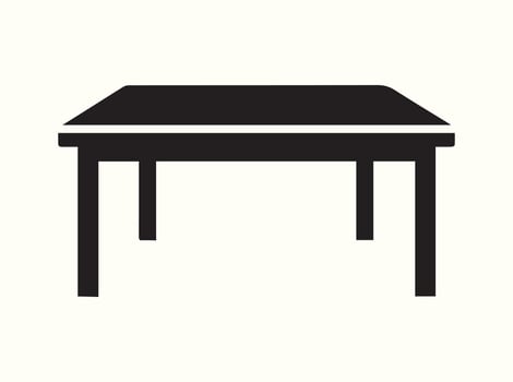 Bold black table silhouette with a white background vector