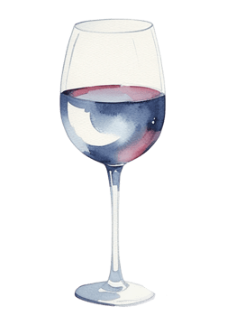 Watercolor illustration of a wine glass on transparent background png