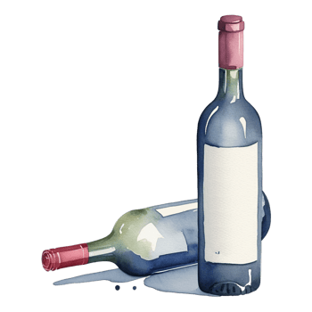 Watercolor illustration of wine bottles on transparent background png