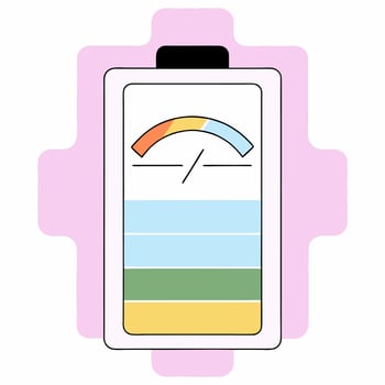 Pastel Battery Level Indicator UI Element, App Design, Minimalist Style. vector