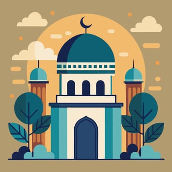 Mosque Illustration with Flat Plant vector