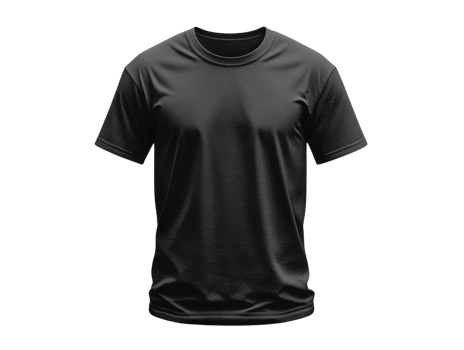 Black short sleeve t shirt mockup on transparent background, ideal for design presentations png