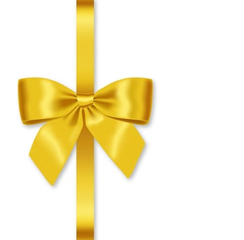Christmas Yellow bow realistic, isolated vector