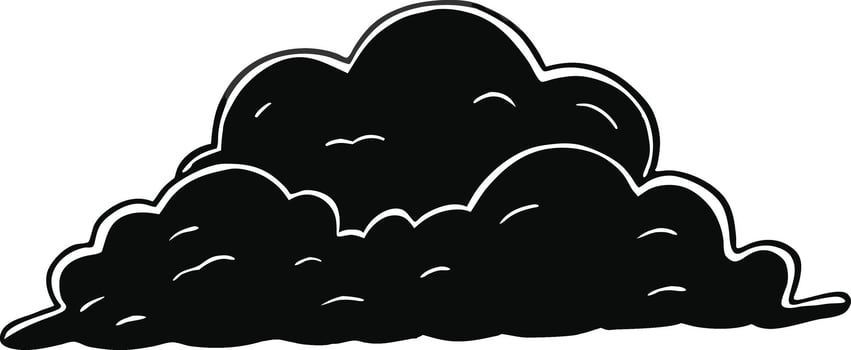 fluffy cloud silhouette on white background. vector