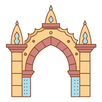 Vintage ornate arch design with geometric patterns and pastel colors vector