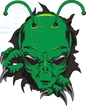Green alien face aliens Head Icon vector