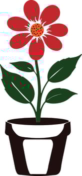 A beautiful flower plant with a flower pot silhouette illustration vector