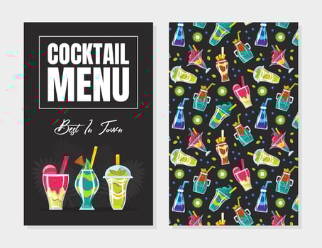 Menu layout for cocktail bar. illustration. vector