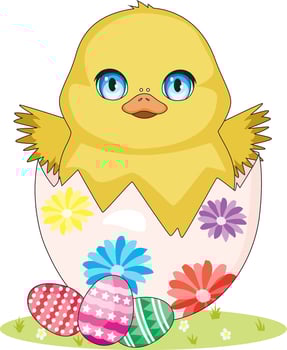 Easter Chick Hatching From Egg vector