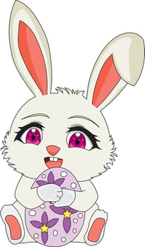 Cute Rabbit Hug Easter Egg vector