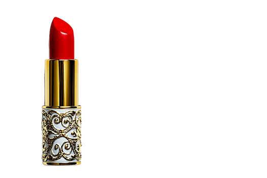 Luxurious Red Lipstick in Gold Case png