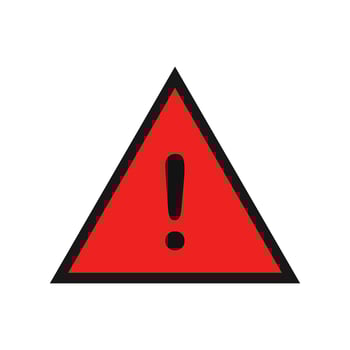 A red warning triangle with an exclamation mark vector