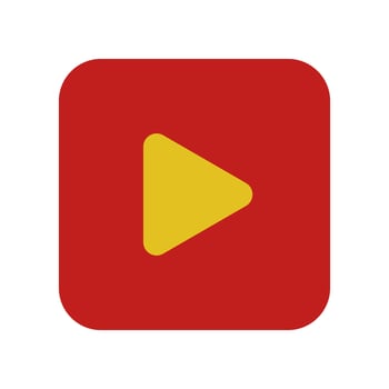 A red and yellow play button on a white background vector
