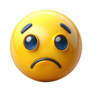 a emoji that signifies sadness is isolated on transparent background png