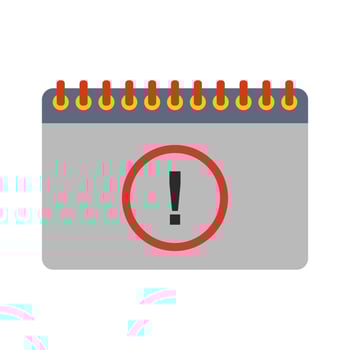 A calendar with an exclamation mark on it vector