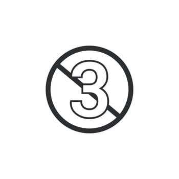 A illustration of a flat design warning against up to three uses. vector