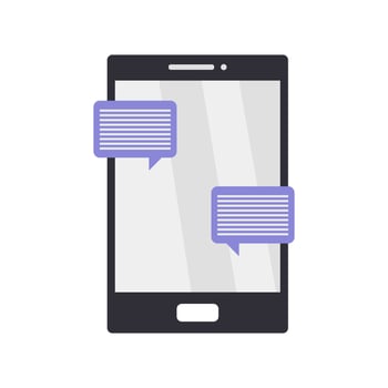 A smartphone with two speech bubbles on it vector