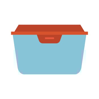 A blue storage box with orange handle vector