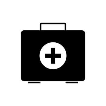 A black and white medical case with a cross on it vector