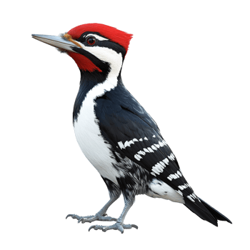A vibrant red crested woodpecker stands Isolated on Transparent Background png