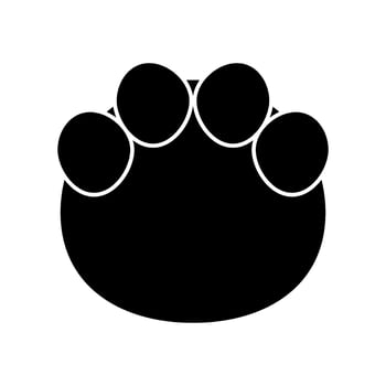 A black and white paw print icon on a white background vector
