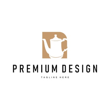 retro vintage silhouette design minimalist kettle logo product brand template vector