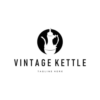 retro silhouette design concept simple minimalist kettle logo product brand template vector