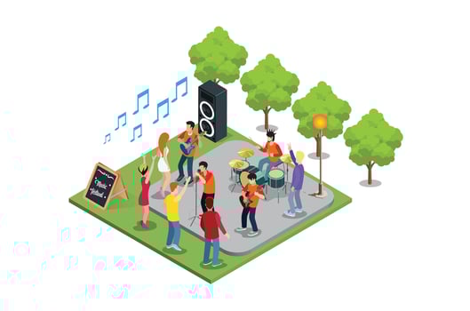 isometric park fun party vector
