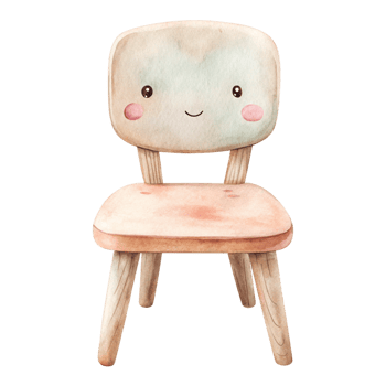 A wooden chair with a cute face painted on it png