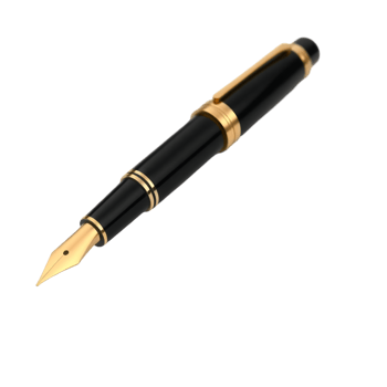 Black Fountain Pen with Gold Accents png