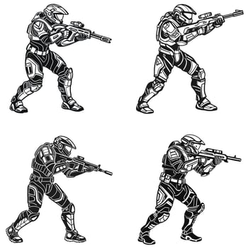 High Tech Shadow Warriors Plasma Energy Fighters vector